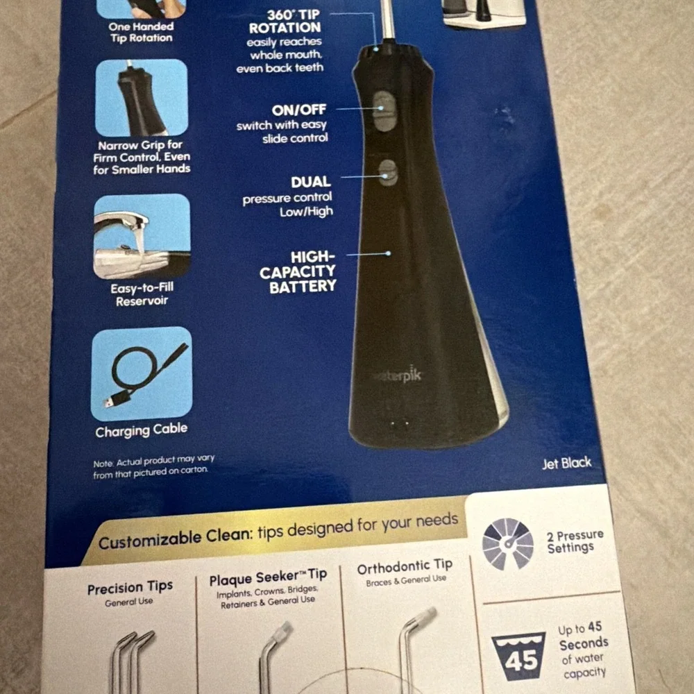 Waterpik Cordless Plus Water Flosser Rechargeable WP-462 BLACK NEW in box unopen